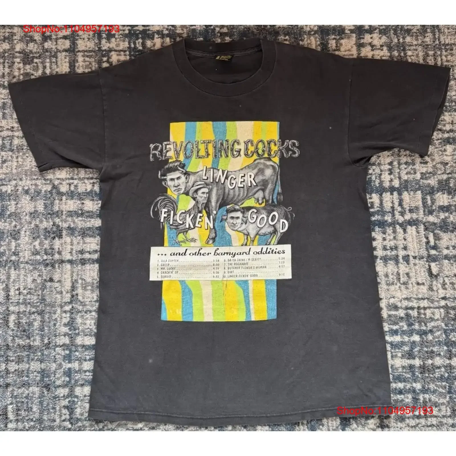 

Vintage 1993 Revolting Cocks Linger Ficken Good T Shirt L Skinny Puppy Ministry vintage Washed Top For Everyday Wear