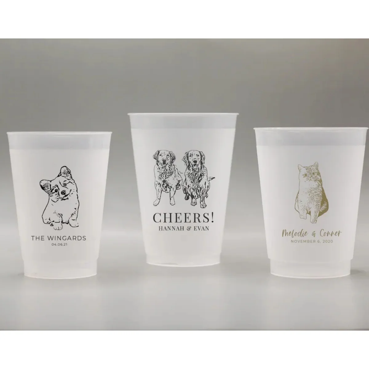 

Customized Pet Frosted Shatterproof Frost-Flex Cups, Personalized Animal Wedding Favor Cups, Wedding Rception & Special Event Fa