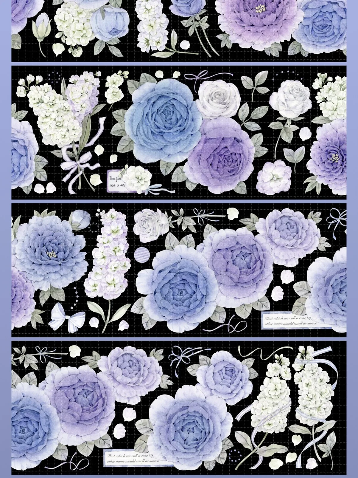 Purple Dream Floral Washi PET Tape Shell Luster