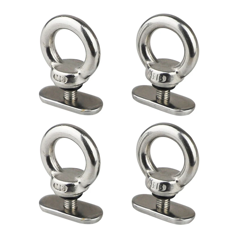 

Versatile 4-Piece M6 Lifting Eye Nut Set Securing Fishing Nets Paddles Gear 316 Grade Stainless Kayak Track Accessories