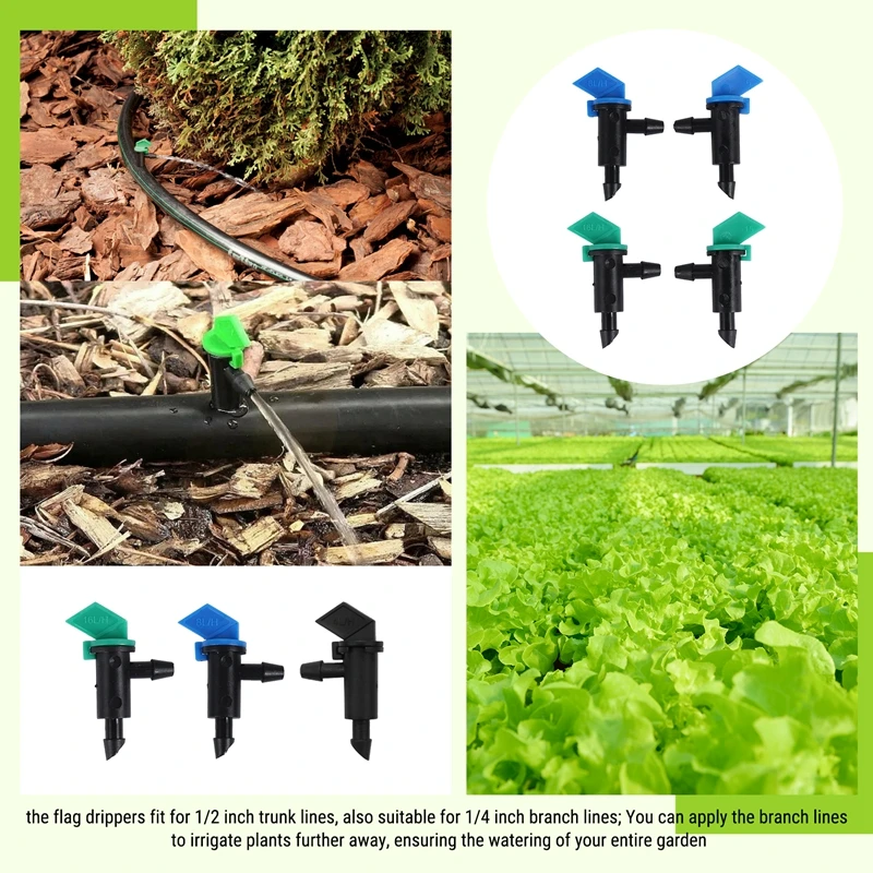 A84M-60 Pieces Drip Emitter Garden Flag Irrigation Dripper In 3 Sizes, Trees And Shrubs, 1 GPH, 2 GPH, 4 GPH