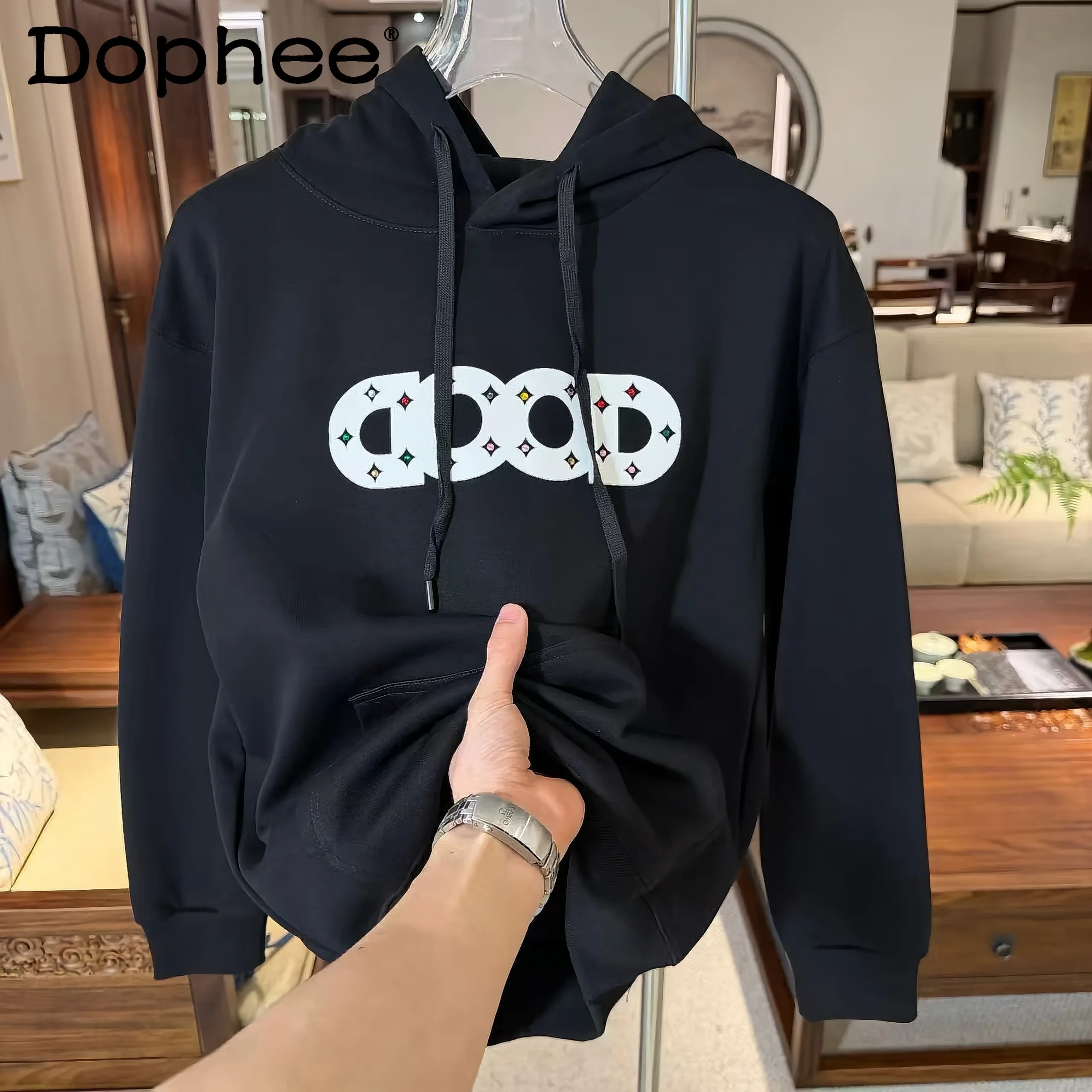 2025 جديد فضفاض عادية مقنع كم طويل البلوز الخريف الشتاء موضة شخصية تنوعا عادية الدافئة هوديي للرجال