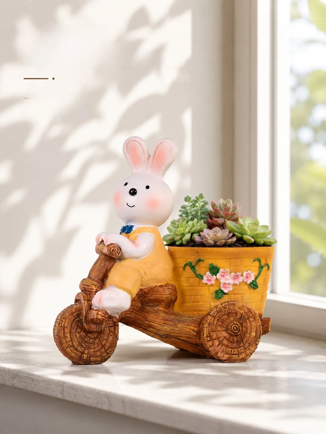 Creative Rabbit Cycling Succulent Plant Pot  Cute Resin Desktop Window Office Desk Decorative Green Plant Pot