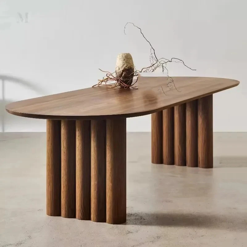 Wooden Organizer Table Oval Waterproof Designer Nordic Oval Luxury Table Salon Modern Juegos De Comedor Lounge Suite Furniture