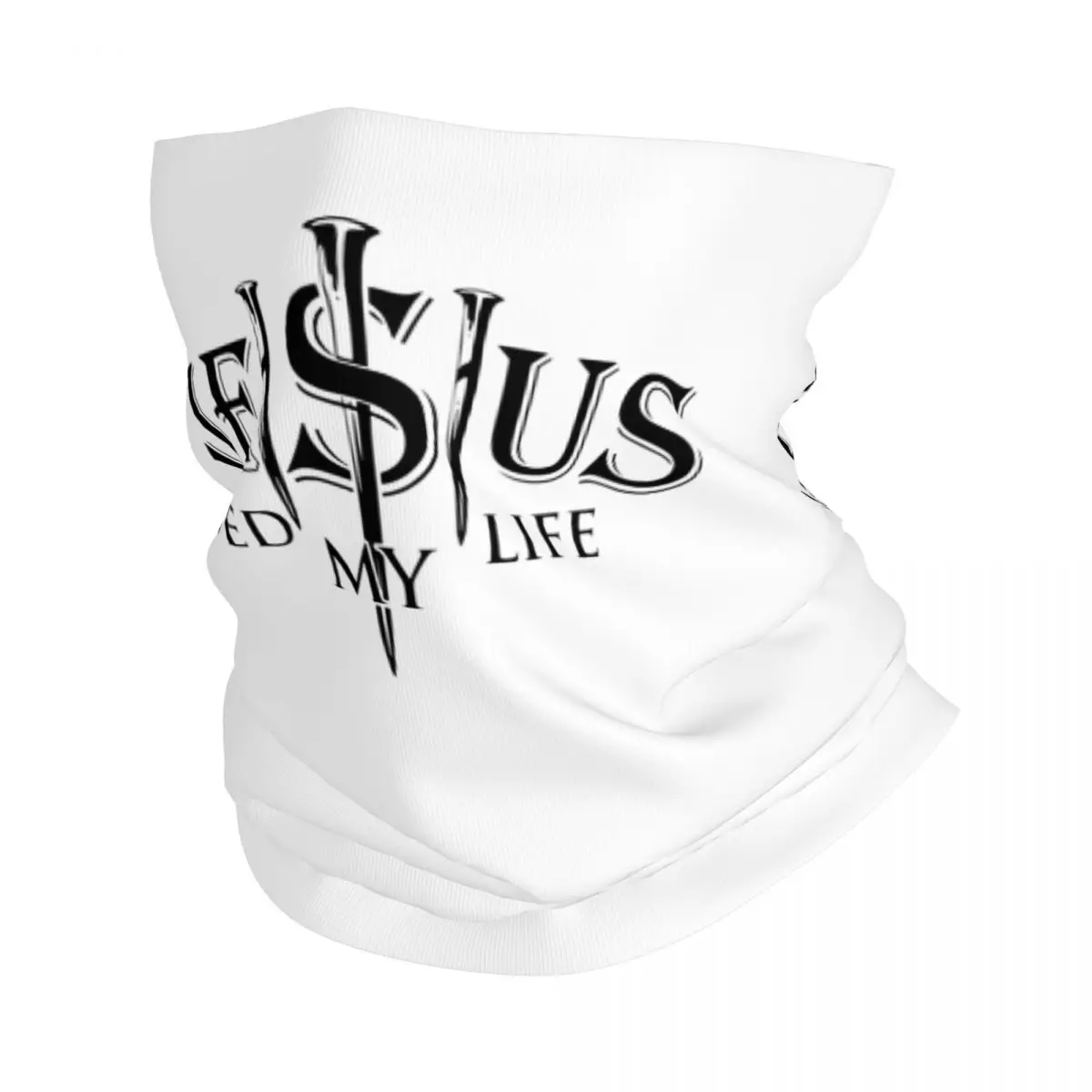 Custom Jesus Saved My Life Bandana Neck Warmer Women Winter Ski Hiking Scarf Gaiter Christ Religion Christian Faith Face Cover