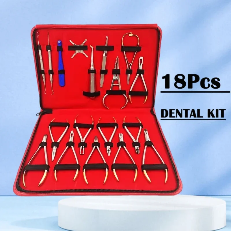

18Pcs Kit Dental Stainless Steel Orthodontic Tools Set Orthodontic Pliers Forming Pliers Instrument Archwire