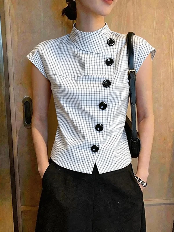 

Retro White Collar Short Sleeve Shirt Casual Fashionable Elegant Summer Women's Top Breathable Comfortable Loose Fit Shirt