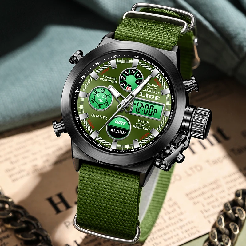 

Digital 2026 LIGE Professional Watches Men Fashion Luxury Mens Watches Diver Waterproof Luminous Quartz Wristwatches Gifts Reloj