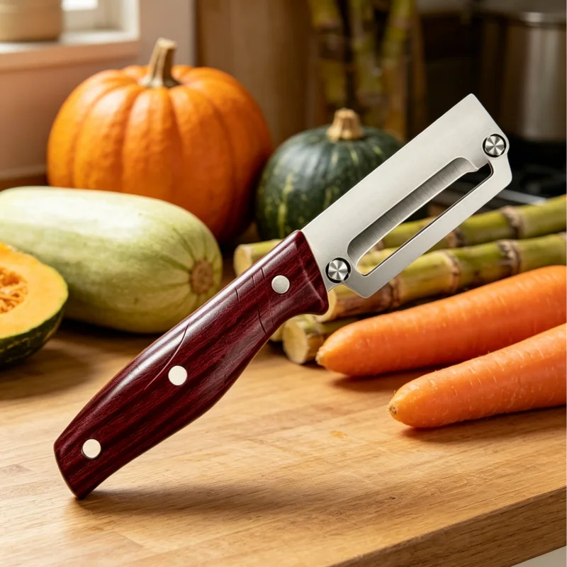 Stainless Steel Peeler Kitchen Good Item Wooden Handle For Peeling Fruits Vegetables Durable Operation Smooth And Easy To Use