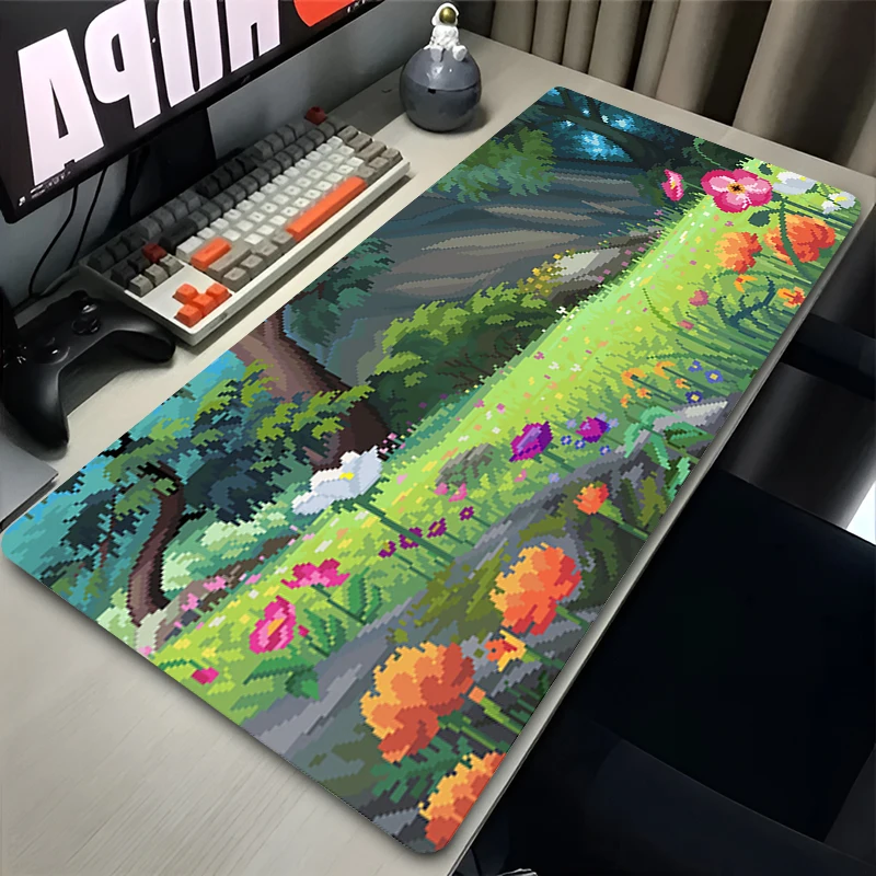 New Mouse Pad Gaming Mousepad Gamer Keyboard Pads Office Laptop Pixel Art Anime Scenery Desk Mats Non-Slip Rubber Home Table Mat