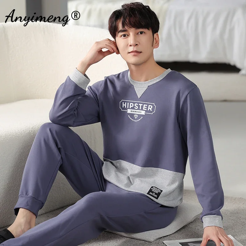 Drop Shipping High Quality Mans Pajamas Sporty Leisure Homesuits 2023 New Spring Autumn Winter Sleepwear Pyjama Home Cotton 100%