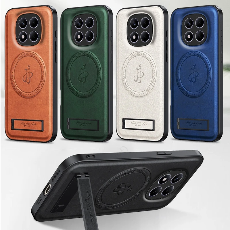 Leather Kickstand Case For Redmi 15C 14C 4G Poco C75 F7 Ultra X7 Pro For Magsafe Magnetic Cover For Redmi Note 14 13 12 Pro Plus