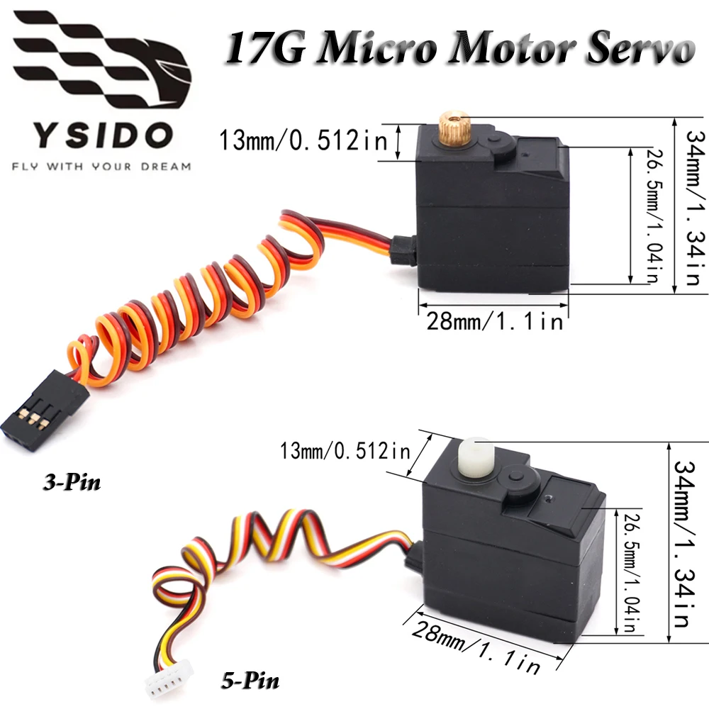 YSIDO 17G Metal Gear Digital Servo Three/Five Wire for 1/16 SCY 16101 16102 16103 16201 MJX JJRC Q117 RC Car Upgrade Accessories