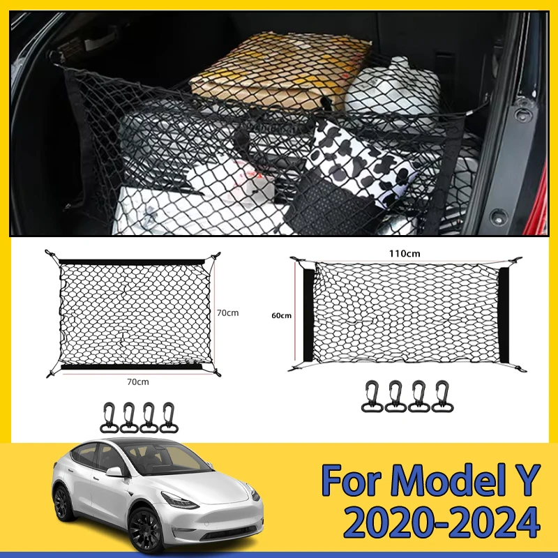 Per Tesla Model Y 2020 2021 2022 2023 2024 bagagliaio di un\'auto Net Boot bagagli Mesh Nylon Bag Storage posteriore posteriore Cargo accessori per