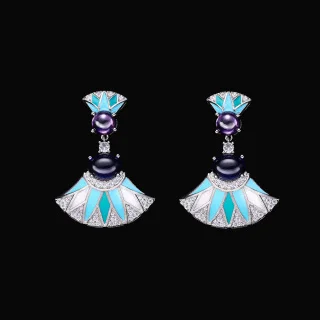 HIBRIDE New High Quality Exquisite Scalloped Blue Necklace Earrings Women's Decorative Jewelry Wedding Party Prom Gift S-1065