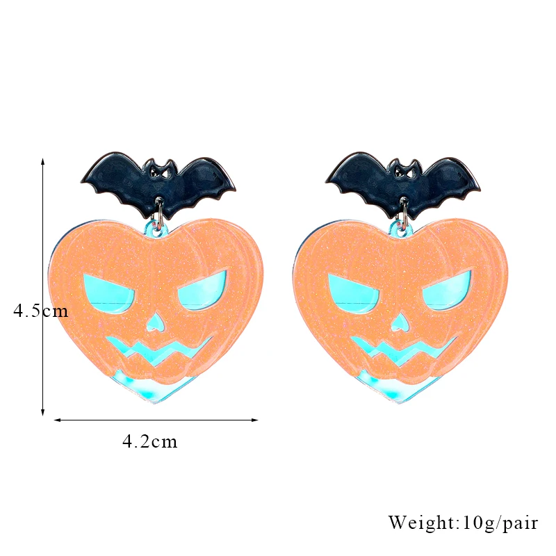 YAOLOGE Acrylic Exaggerated Halloween Skull Pumpkin Eyes Drop Earrings For Women Cartoon Creative Jewelry Party Festivals Gifts