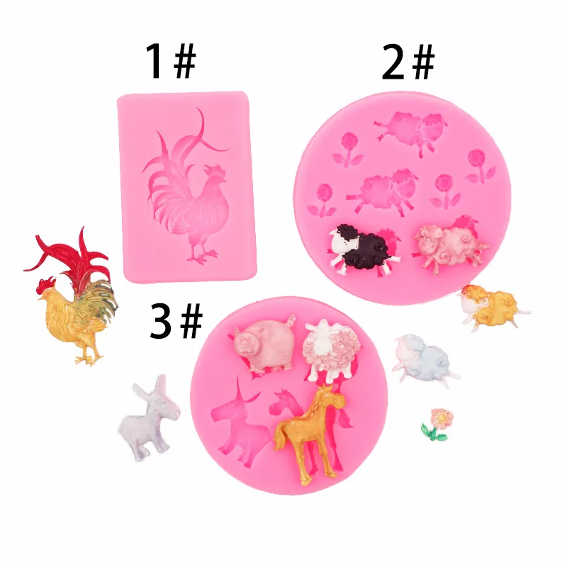 Rooster, Sheep, Hippos, Donkey, Pig, Animal Shape, Silicone Mold, Fondant, Cake, Decoration, Baking Tools, A983