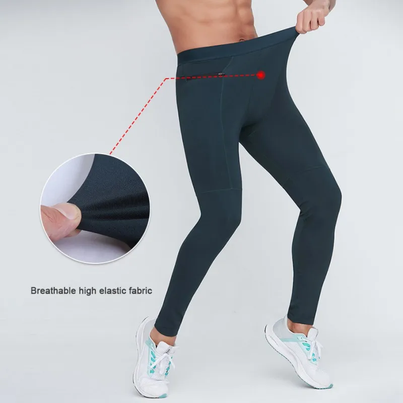 Men Sports Compression Pants Running Leggings Quick Dry Fitness Gym Tights Workout Training Trousers Sport Zipper Pocket Pant