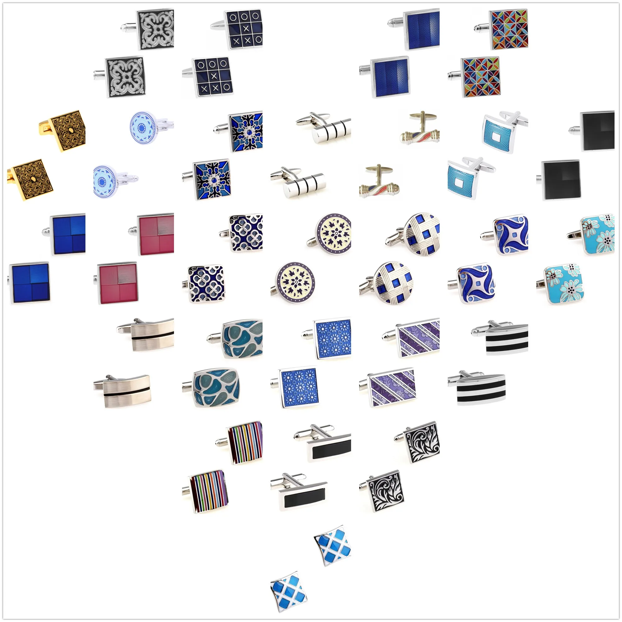 4 Styles TZG Enamel Cufflinks Men Cuff Links Square Rectangle 1 Pair