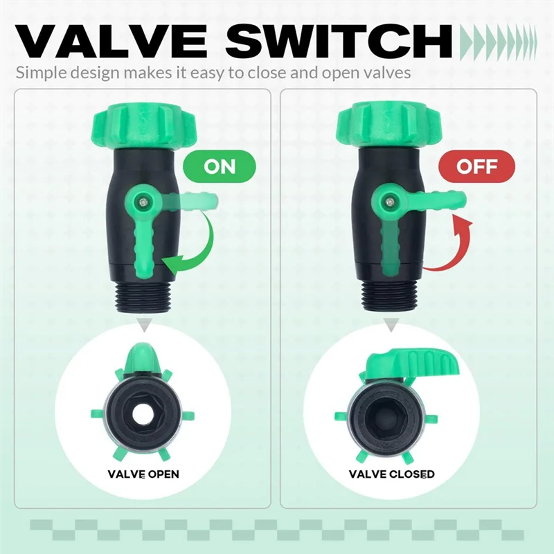 

KYCOR-US 3/4GHT Впускной и выпускной садовый шланг с резьбой Прочный пластиковый запорный клапан для шланга