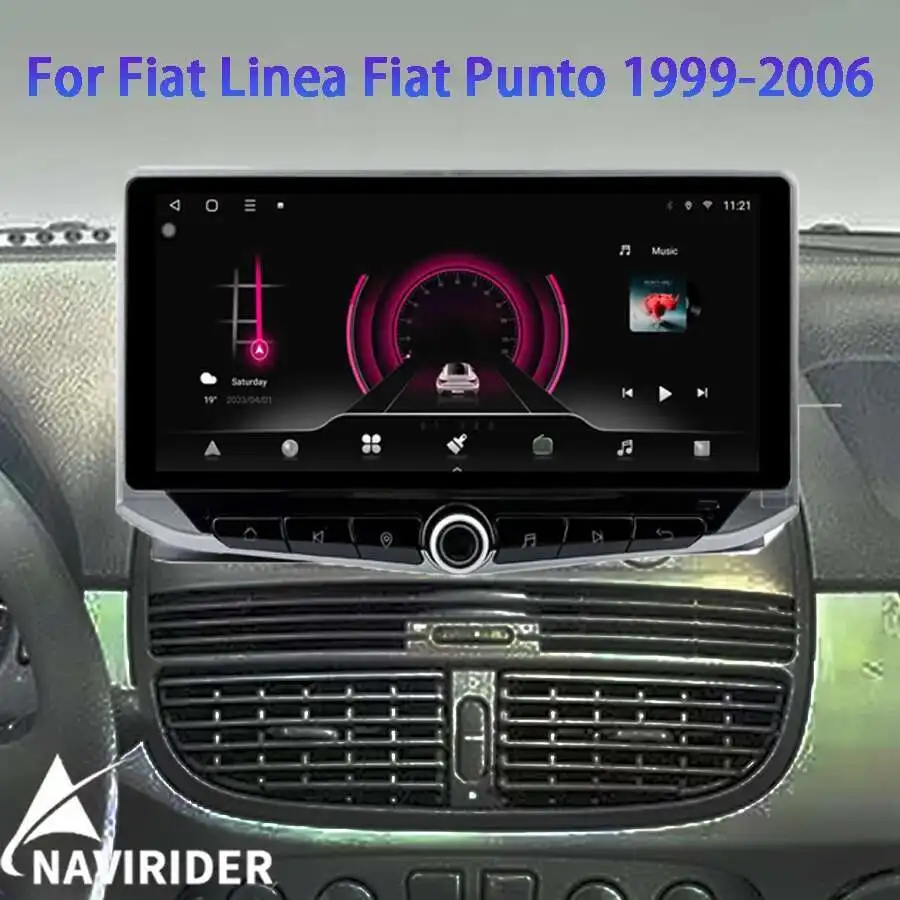Navirider 10,88 pulgadas Android 15 Navi Radio de coche para Fiat Linea Fiat Punto 1999-2006 reproductor de vídeo Carplay GPS 4G WIFI Bluetooth