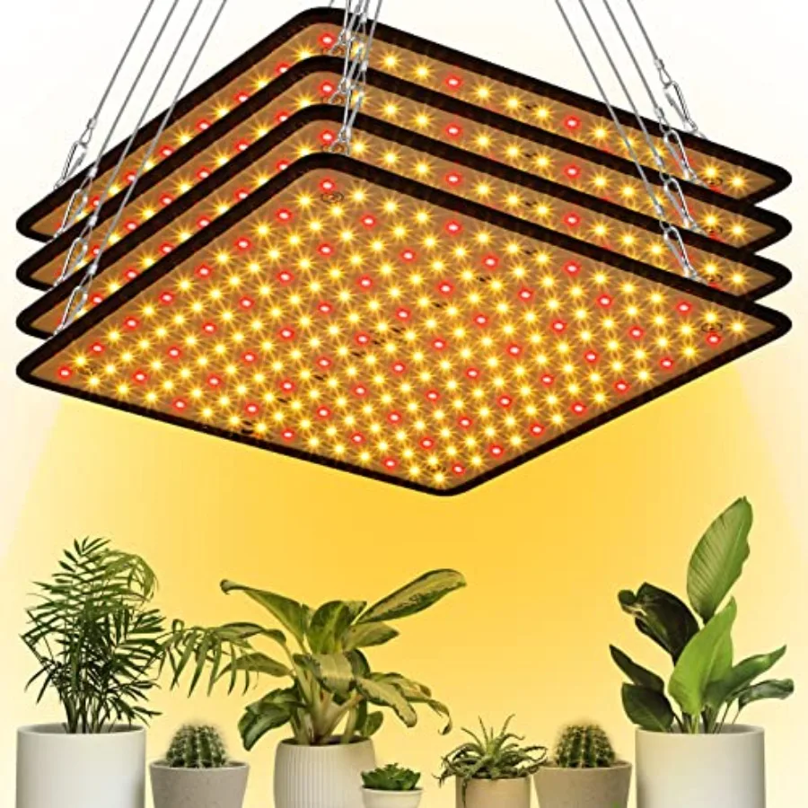 

4 Pcs 200W Grow Lights Panel with 225 LEDs Full Spectrum Artificial Indoor Outdoor Seedling Tent Flower Lamp Warm White Red