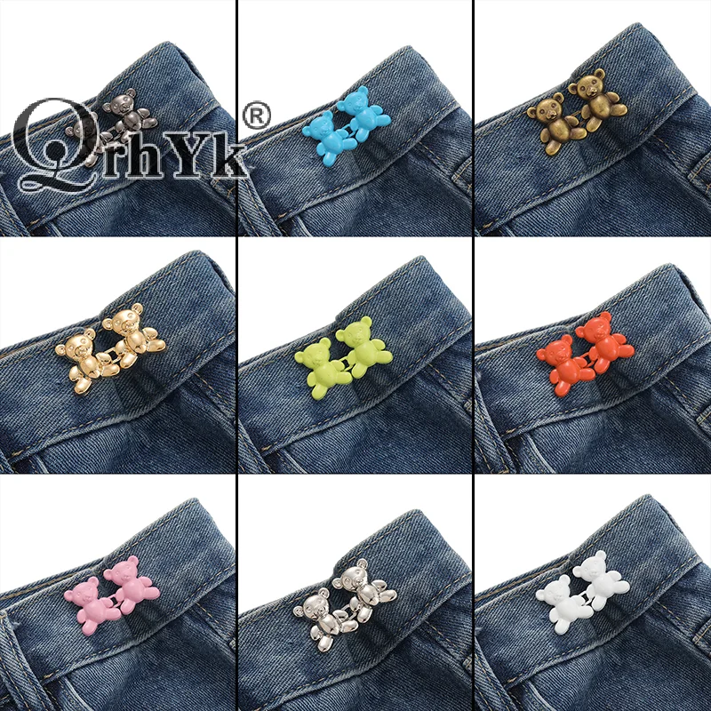 1 Pair Bear Shaped Snap Pants Buckle Adjustable Jean Button Waist Buckle  Extender Replacement Jeans Button Attacher Pins