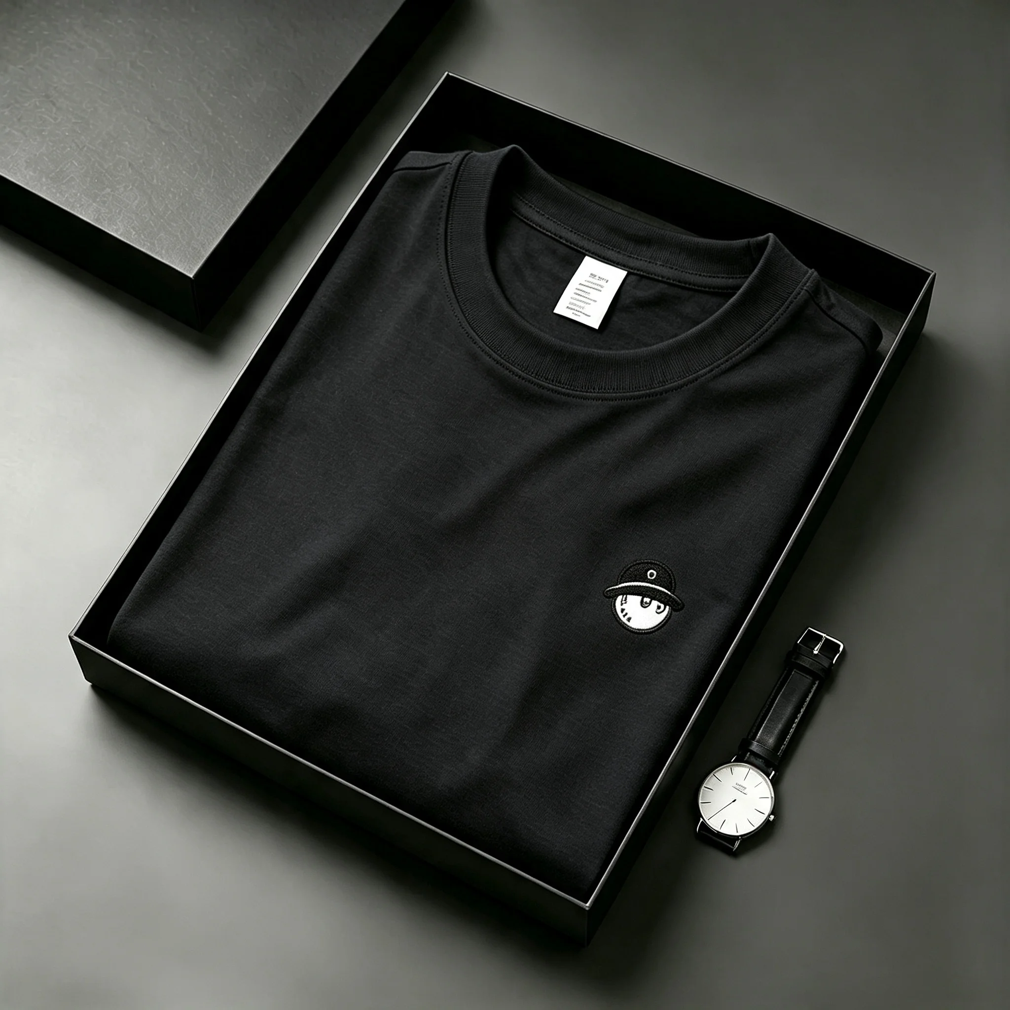 Premium Men's Pure Cotton Embroidery T Shirt Soft Breathable Short Sleeve Solid Color Daily Casual promotion Tops pro choice