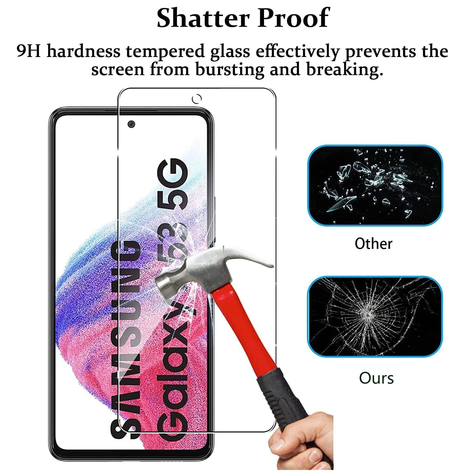 Protectores de pantalla de vidrio templado de 3 piezas para película de vidrio Samsung Galaxy A53 5G