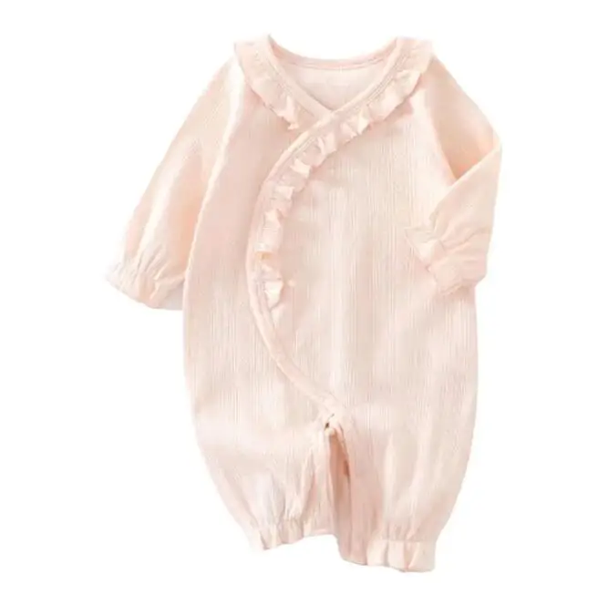 2026 New Baby Girl Christmas Romper Long Sleeve 100% Cotton Ruffles Solid Color Newborn Clothes Princess Baby Jumpsuits