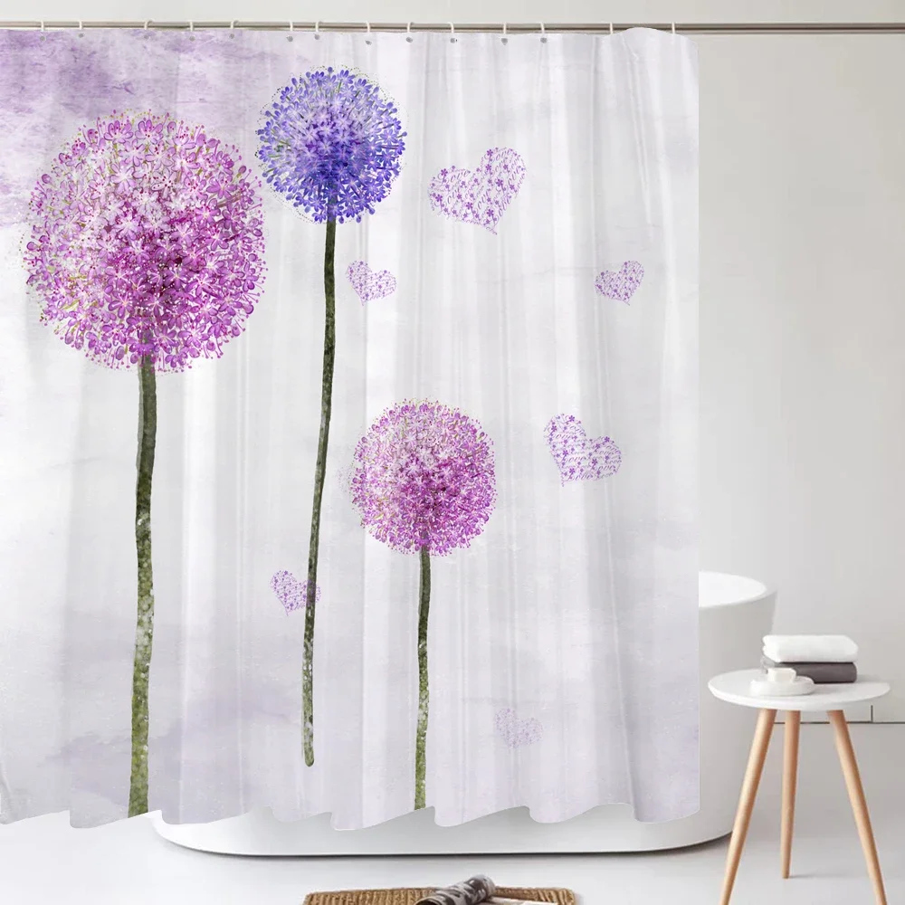 Dandelion Natural Flowers Shower Curtains Waterproof Bathroom Curtain Bath Curtain High Quality With Hooks Shower Curtain