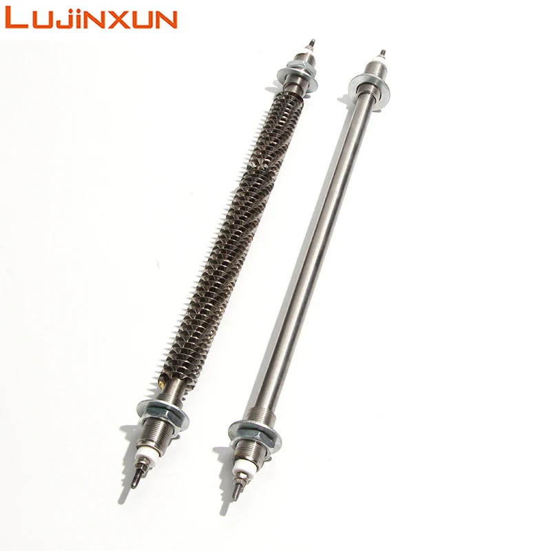 LUJINXUN M22x45 Finned Tubular Heat Tube 220V Heating Rod Oven Pipe with High Temperature Resistance 200W-600W Dry Heater 1PC