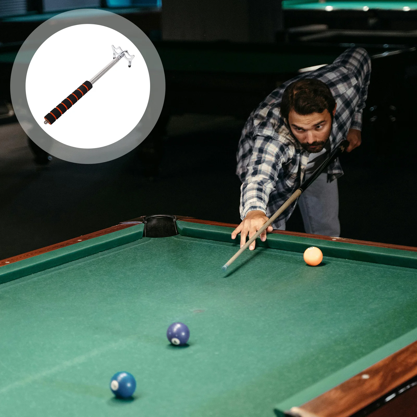 

Portable Adjustable Billiards Cue Bridge Stick Ergonomic Grip Durable Construction Easy Setup for Various Tables