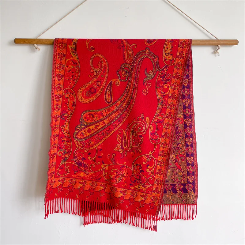 

Dali Erhai tourism ethnic style shawl warm photo cape big red imitation cashmere scarf