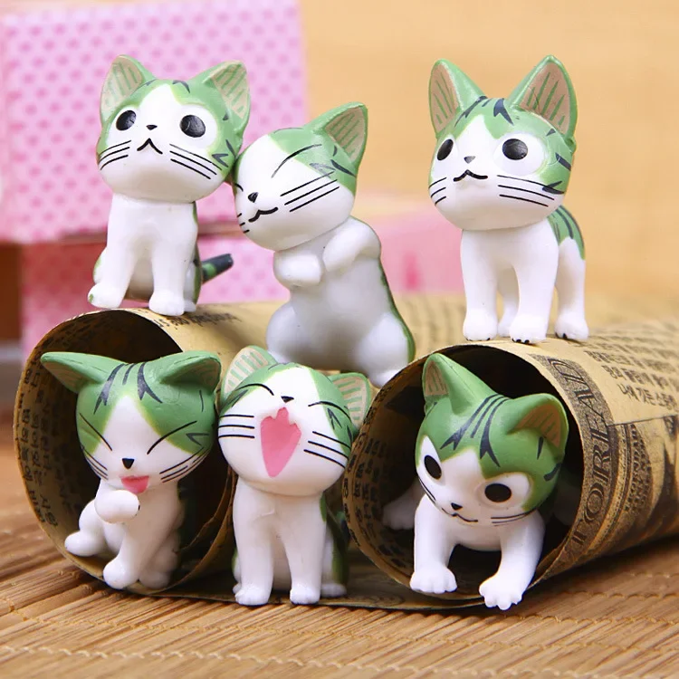 Kawaii Cat Doll Toys Mini Cat PVC Action Figure Toys For Kids Moss Bonsai Small Landscape Animals Model Decoration Birthday Gift