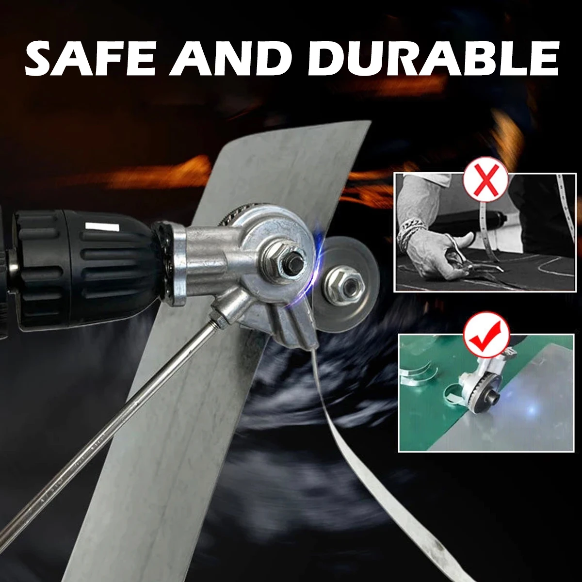 Electric Drill Plate Cutter Attachment Double Headed Iron Metal Sheet Cutter Plate Punch Scissors Free Cutting Tools