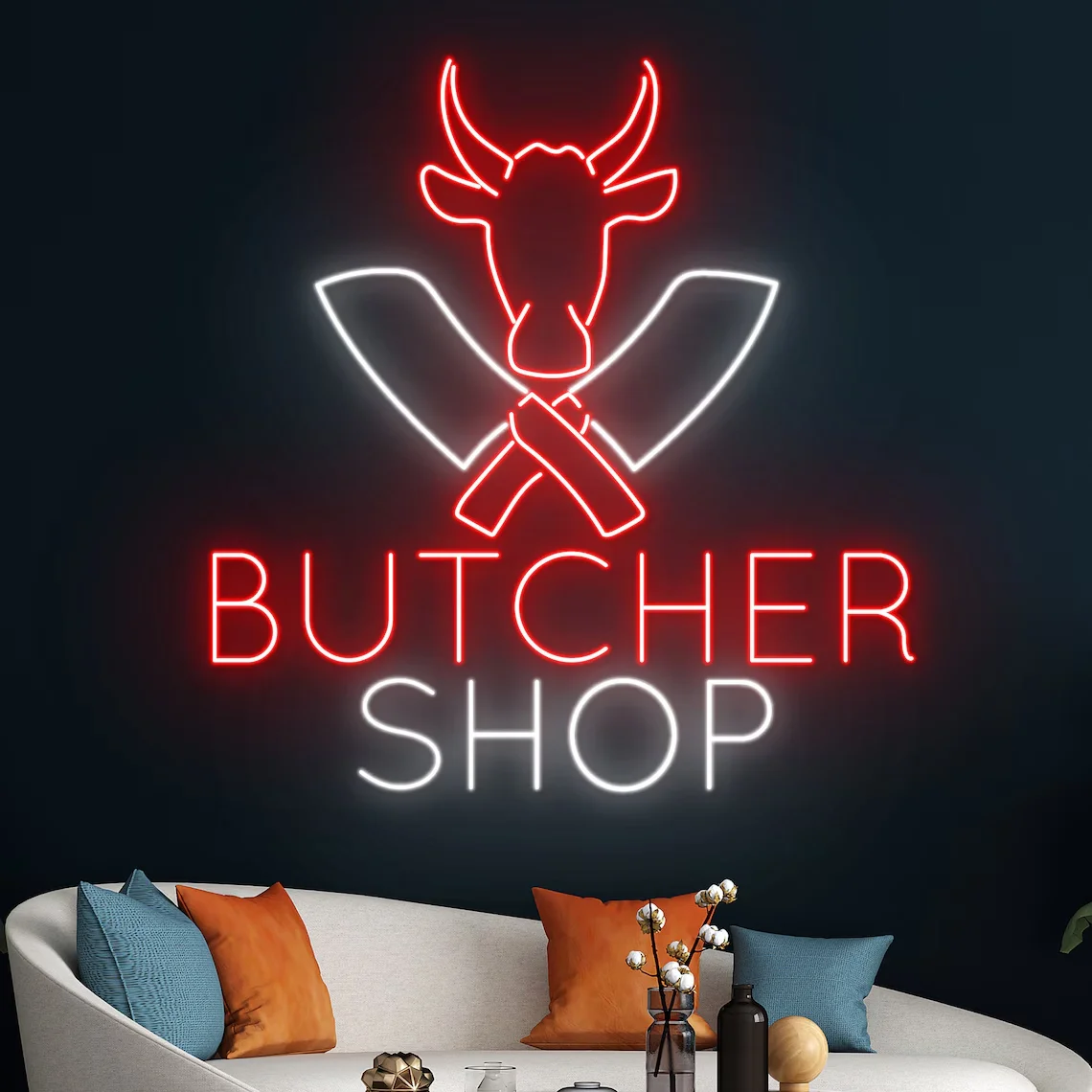 Meat Shop Neon Sign Shop Neon Store Sign Wall Art Business Sign Kitchen Decor Gift