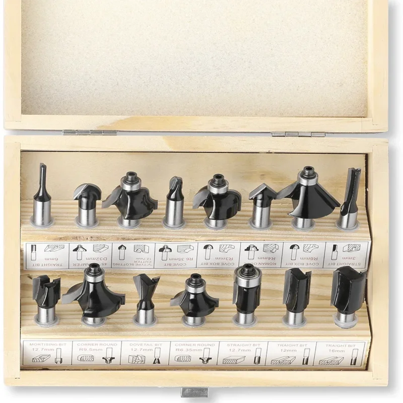 15個入り 8mmシャンク ルータービットセット トリミング - Woodworking Usa のレビューと価格