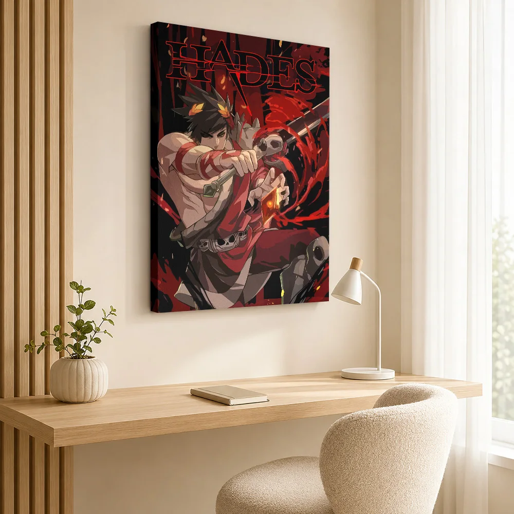 Hades Character Illustration Canvas Print Posters Gothic Style Wall Decor With Personalized Photo For Study Ideal Collector Gift