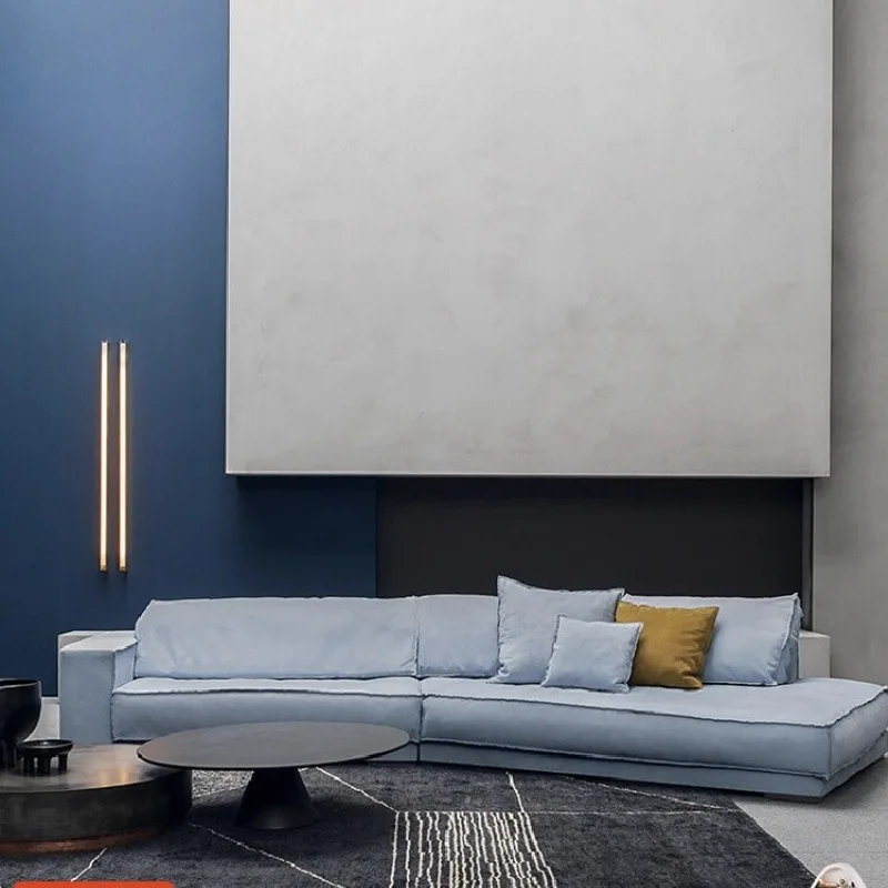 

Italian minimalist corner straight row living room matte fabric large special-shaped Budapest sofa