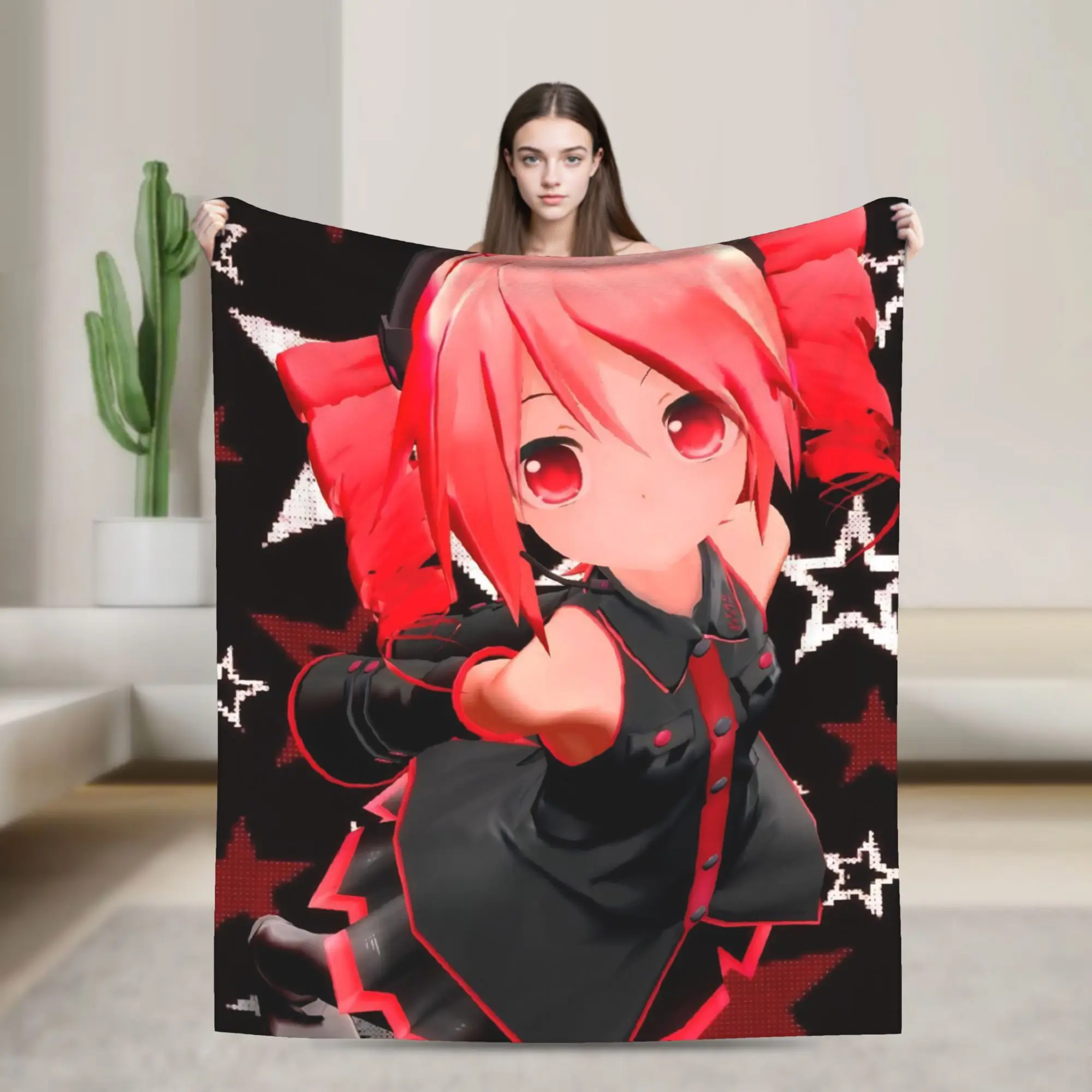 Kasanes Tetos Blanket Fleece All Season Anime Vtuber  Multifunction Super Soft Throw Blanket for Bed Office Bedspreads