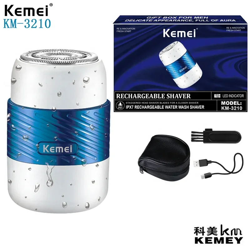 Kemei KM-3210 Smart Shaver 2022 Mini Design Wet And Dry rasatura ricarica Usb rasoio da uomo lavabile per tutto il corpo