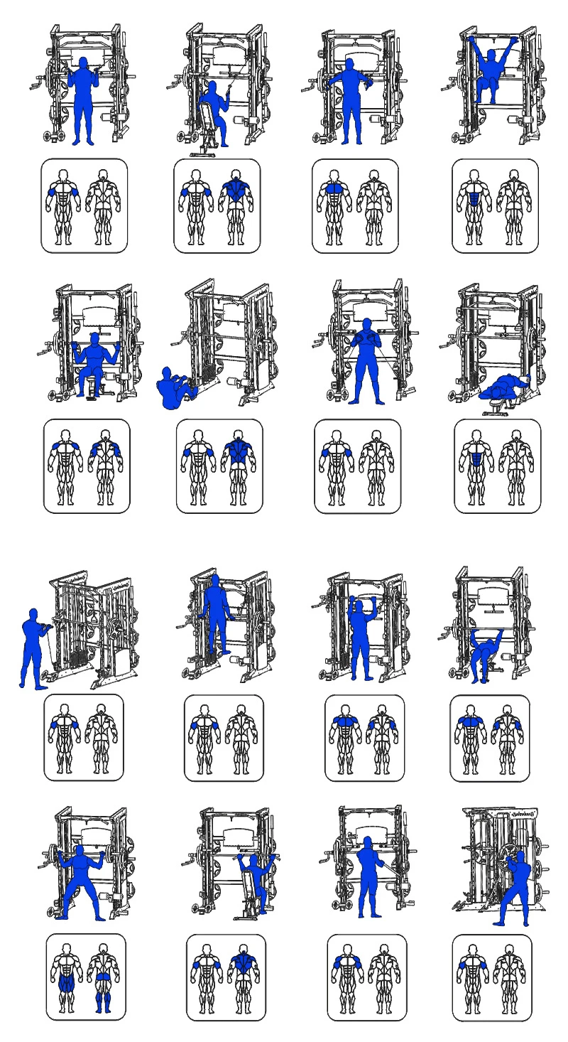 Commercial Smith Integrated Trainer Gym Frame Squat Rack Multi-function Fitness Workout Smith Machine