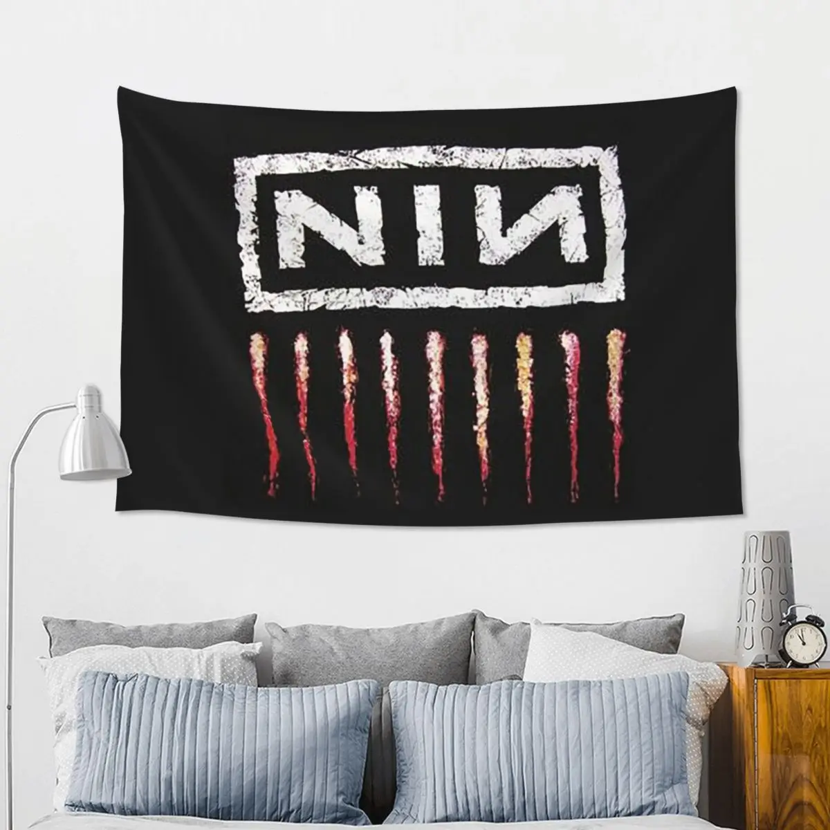 Nine Inch Nails NIN Rock Band Tapestry Hippie Wall Hanging Aesthetic Home Decor Tapestries for Living Room Bedroom Dorm Room