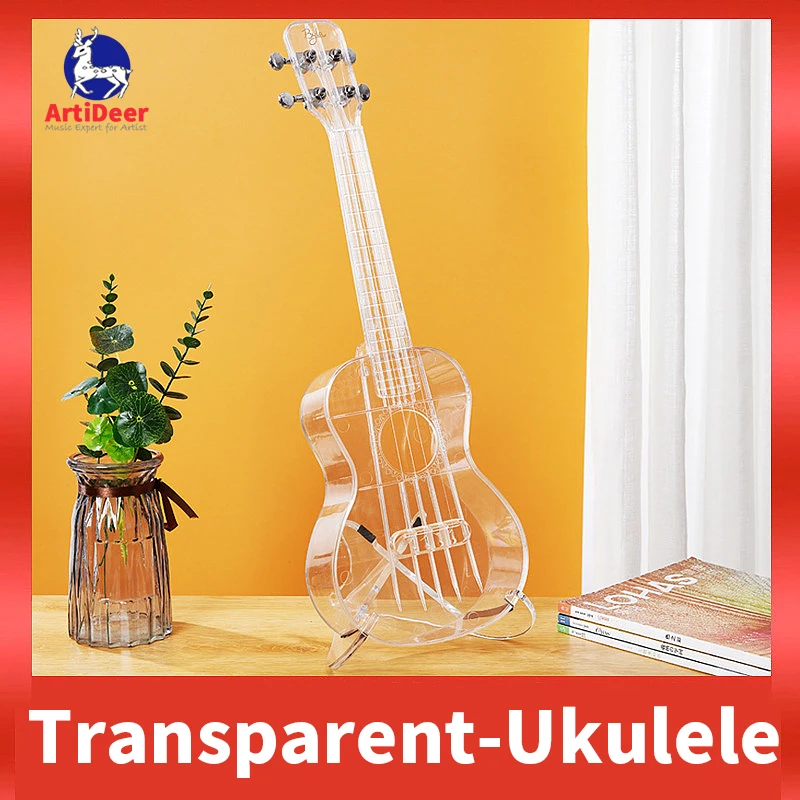 Transparent Ukulele Mini Guitar Cavaquinho Concert Real Ukelele Profesional Gіtara Soprano 23 inch Pink Children's Guitalele