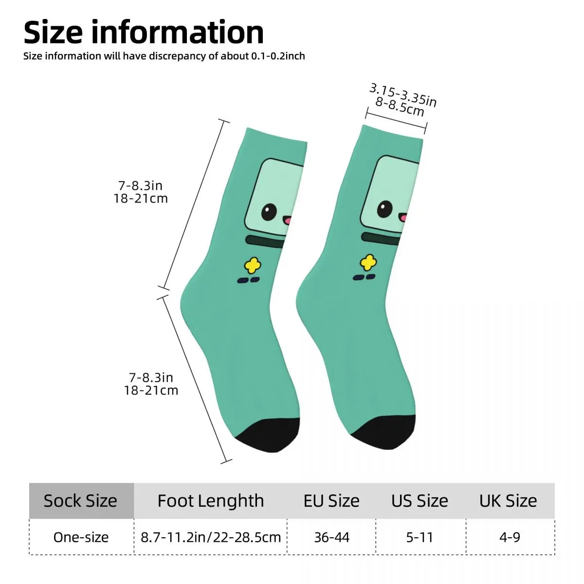 Kawaii Adventure Time BMO Socks Harajuku جوارب ممتصة للعرق جميع المواسم جوارب طويلة إكسسوارات للرجال والنساء
