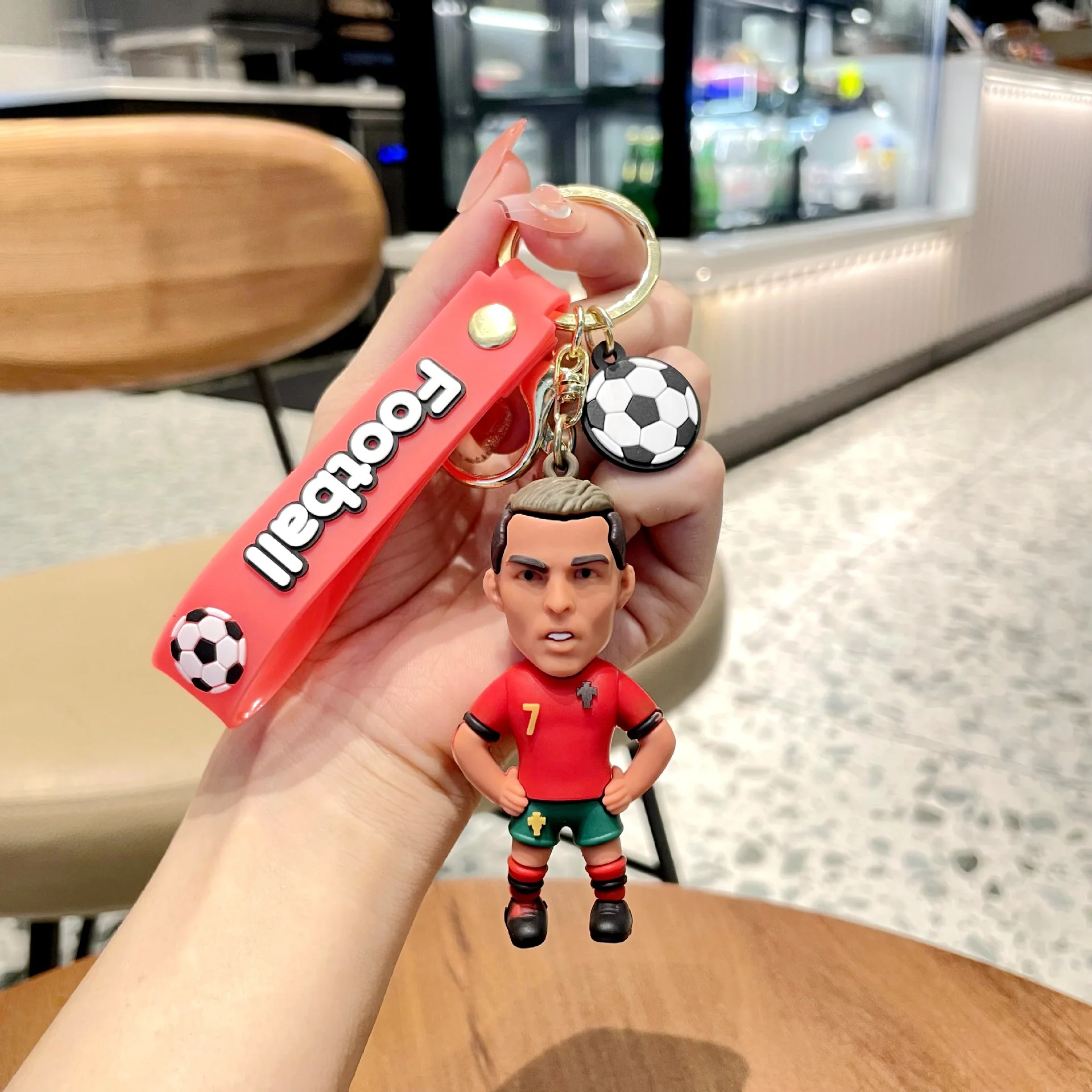 サッカースターロナウドフィギュアキーホルダージュエリーバッグ