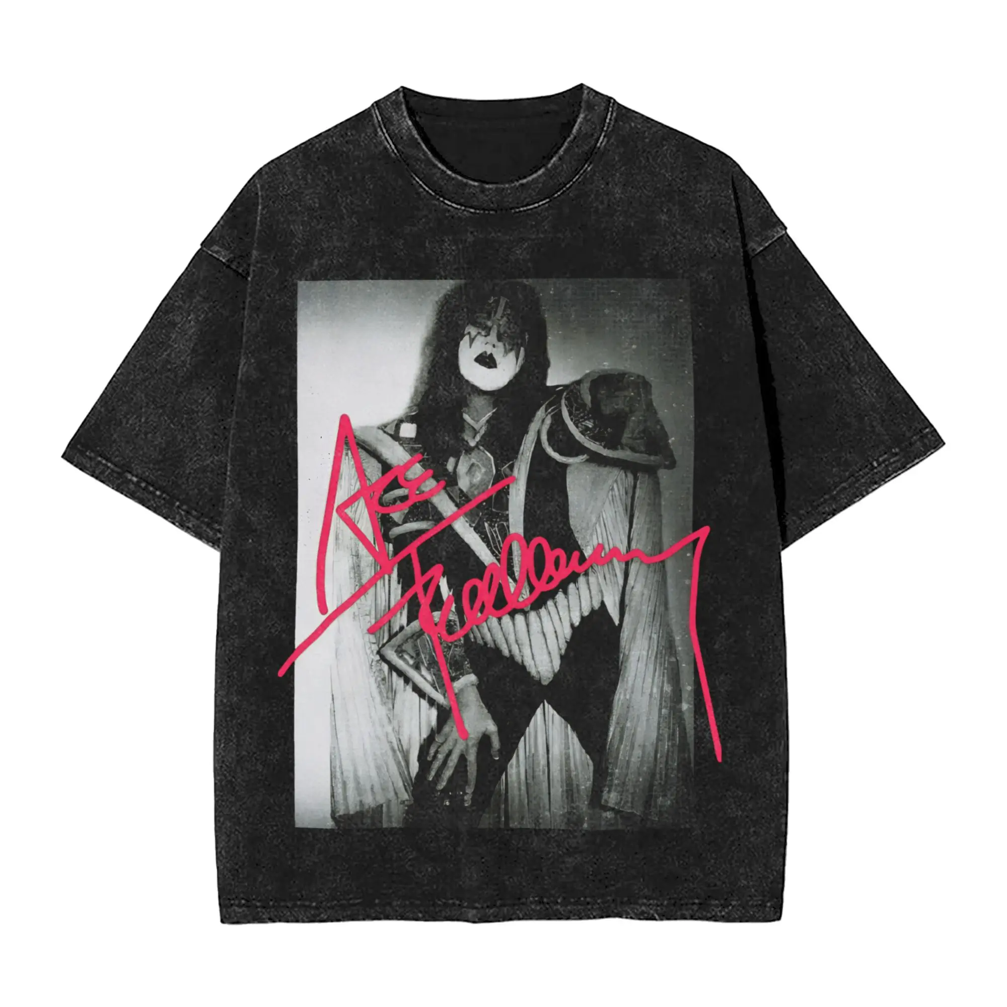 

Мужская футболка ace frehley Black Rock (2) Промытые футболки Популярные летние футболки Винтажный дизайн Повседневные топы Идея подарка