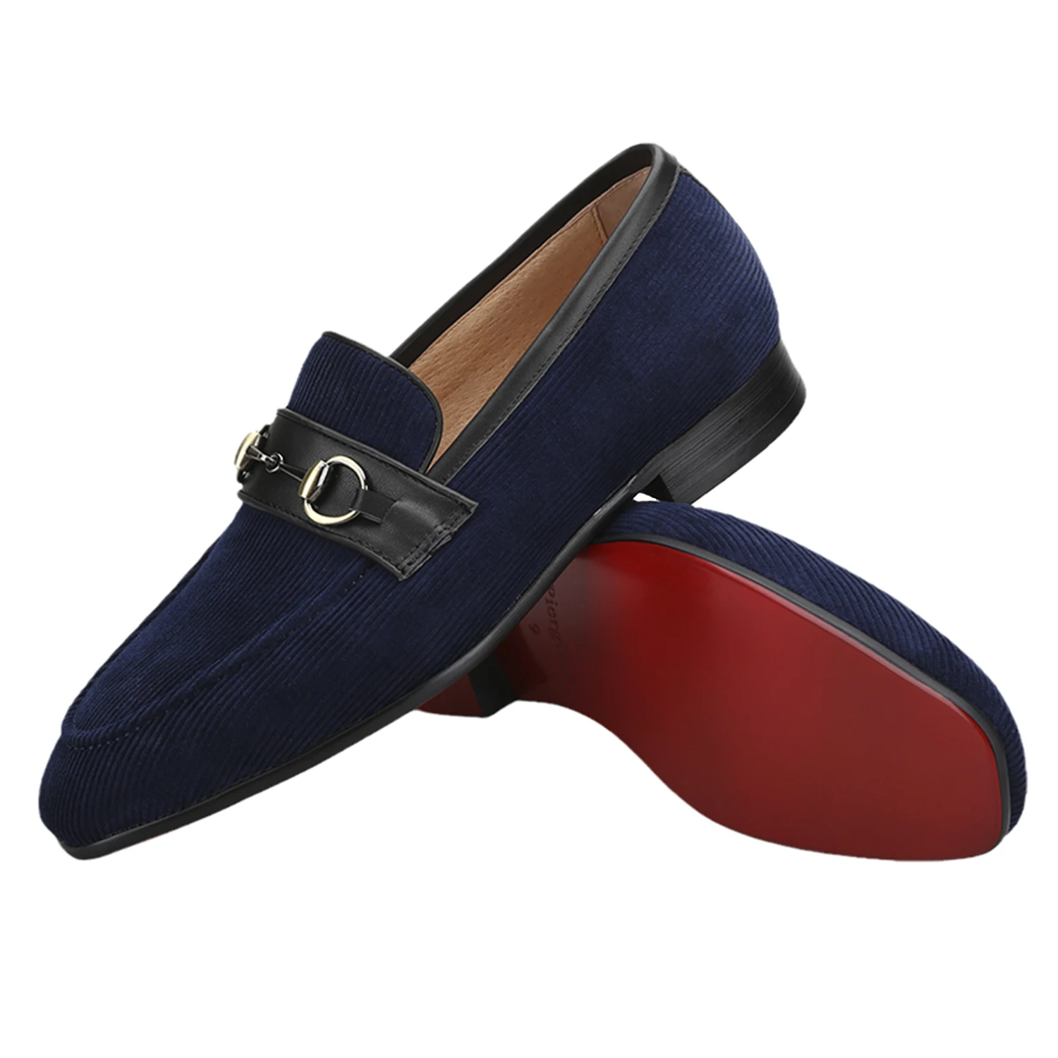 Piergitar Six Colors Corduroy Cloth Men's Slippers With Bronze Buckles Handmade Loafers For Party Formal Suit Wear Slip-On Flats
