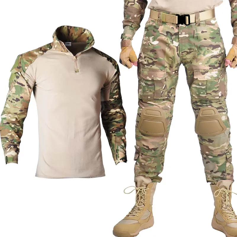 

Men's Tactics Cargo Camo Set Breathable Resistant Hiking Hunting Suit Outdoor Paintball Training Work Shooting Clothing